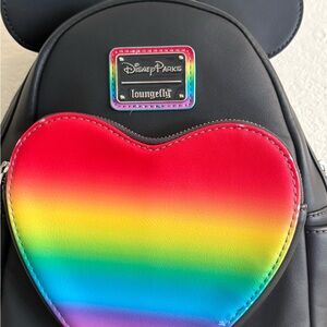 Disney Olive Green Backpack with Rainbow Mickey Interior